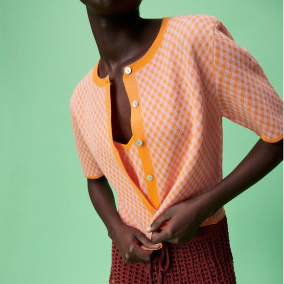 LAST CHANCE ⚡️ Zara Plaid Knit Jacket S - Picture 2 of 7